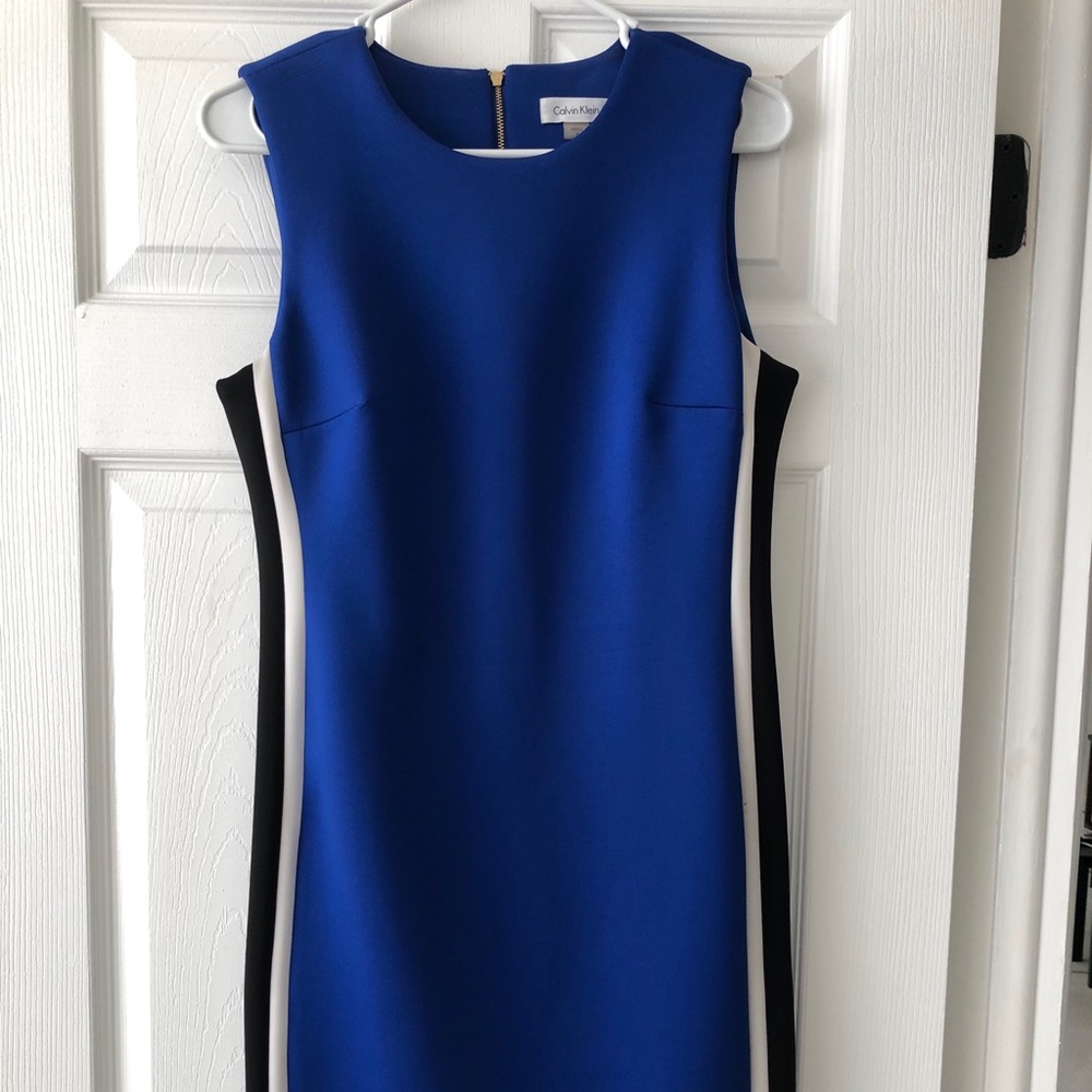 Beautiful Calvin Klein Striped blue work dress